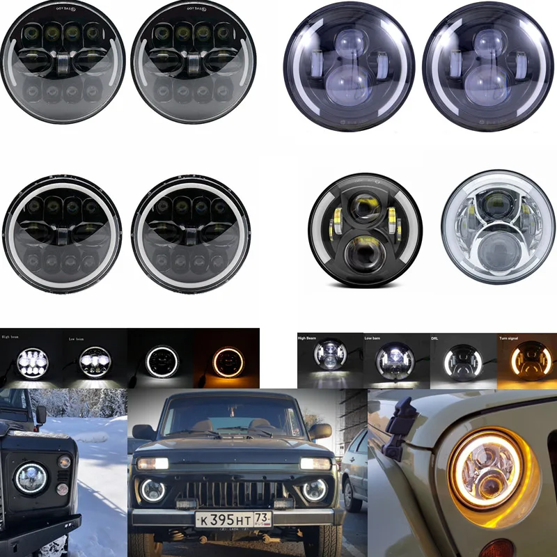 Новинка 7 дюймов 50 Вт светодиодная фара в сборе для мотоцикла Land Rover Jeep Wrangler Toyota Moto
