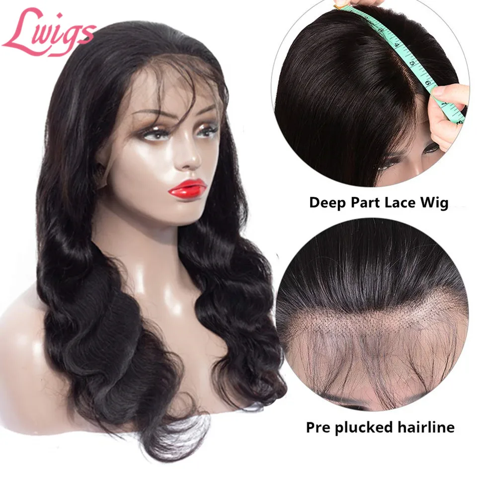 Lwigs дешевые человеческие волосы парики фронтальный парик 13*4 длинные волнистые