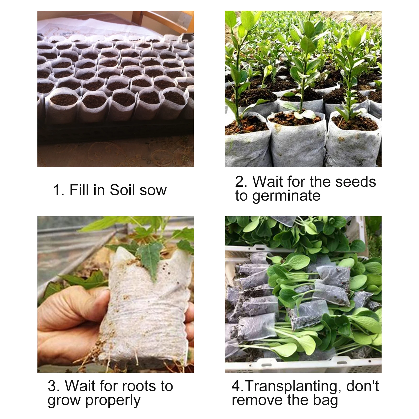 

Newest Arrival 100Pcs Seedling Growing Bag with Water Seepage Ventilation Natural Decomposition Tool