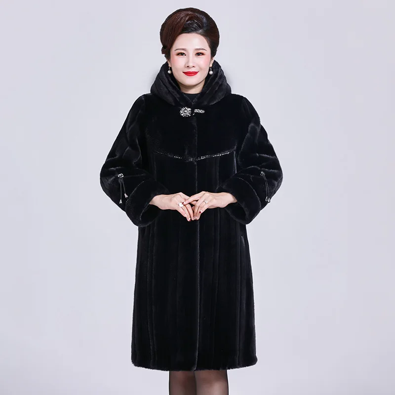 

Шуба женская из натуральной норки, пальто из натурального меха норки, Длинная зимняя одежда в стиле оверсайз, размеры 6xl, 5xl, 7xl