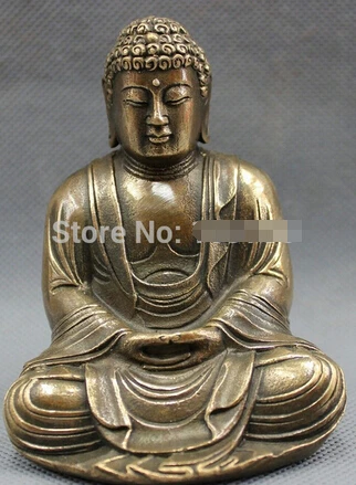 

Fast shipping Chinese Bronze Buddhist Folk Shakyamuni Tibet Joss Sakyamuni Buddha Set Statu