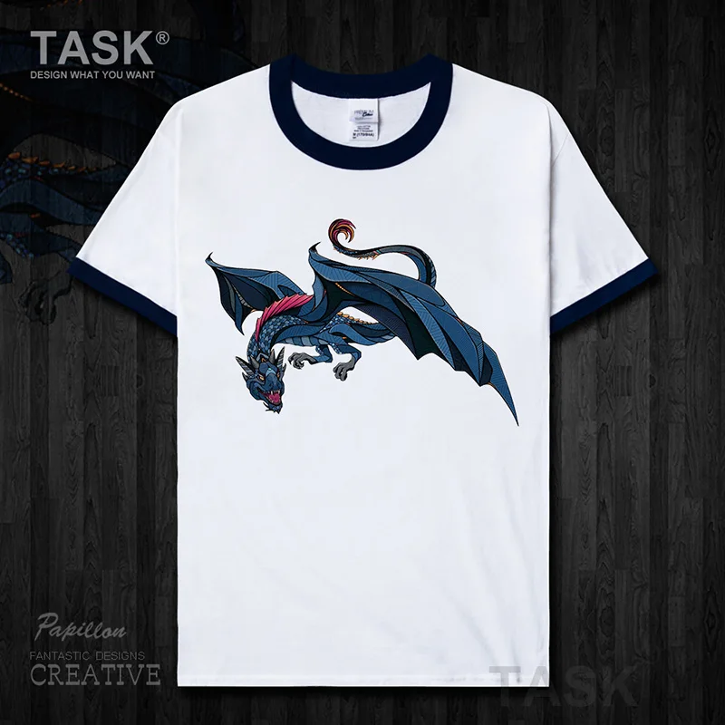 

Dragon animal illustration men's t-shirt Flying dragon cartoon print short sleeve clothes casual cotton fashion Streetwear 0002