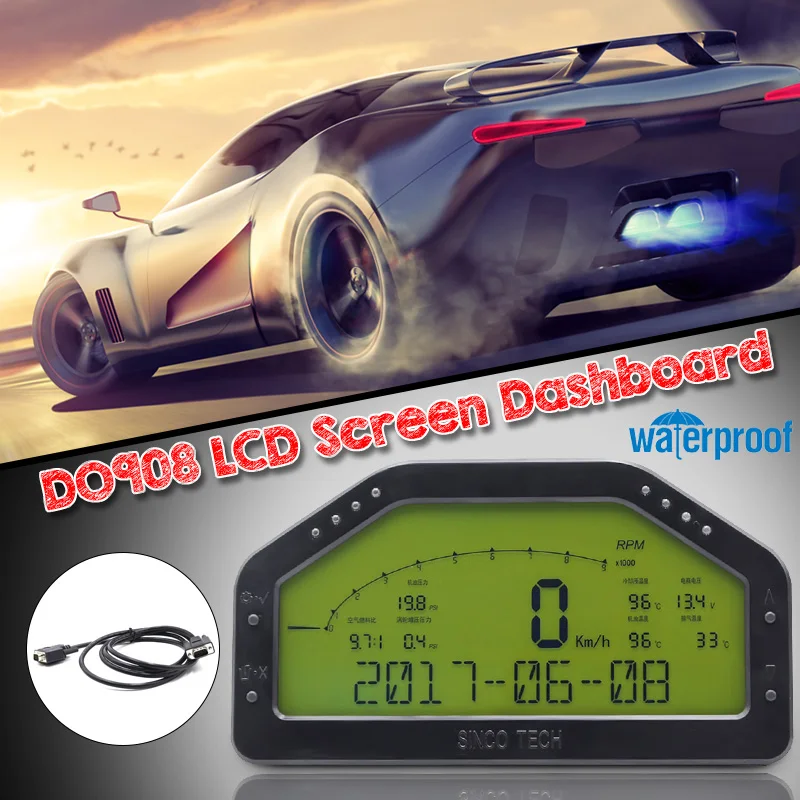 DO908 Универсальный Dash Дисплей провода комплект поводков приборной панели ЖК-экран Датчик Водонепроницаемый Полный сенсор комплект приборной панели для ралли автомобиля