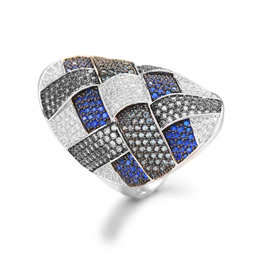 Blue GODKI Trendy Twist Cross Wrap Ring for Women Multicolor Cubic Zircon Finger Rings Beads Charm Ring Bohemian Beach Jewelry - Цвет основного камня: Blue