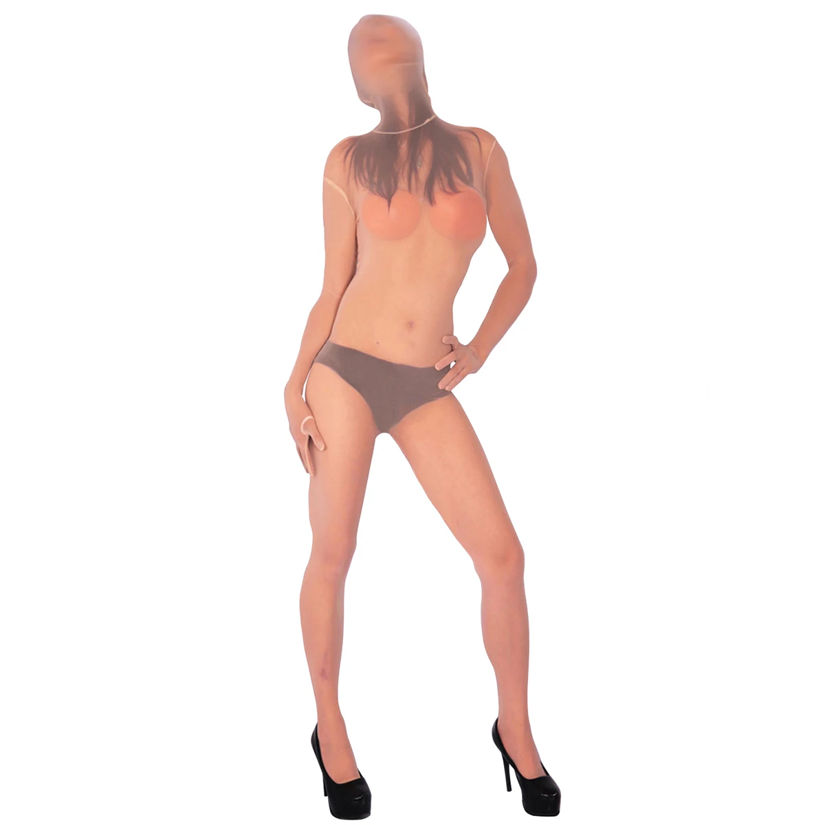 

Metelam 2020 Womens Sexy Full Bodysuit Tights Ice Silk Sheer One Piece 2 Ways Zipper on Open Crotch Jumpsuit Catsuit Playsuit