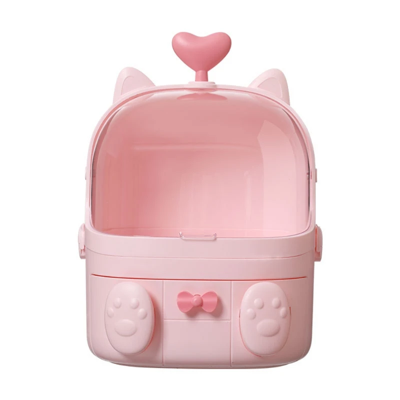 Пластиковый ящик для хранения косметики в форме кошки органайзер настольный