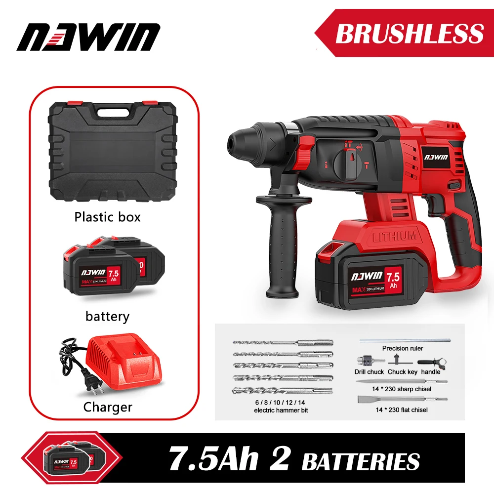 

NAWIN Electric Hammer Electric Drill Electric Eick Variable Speed Forward And Reverse Regulation Brushless Hammer