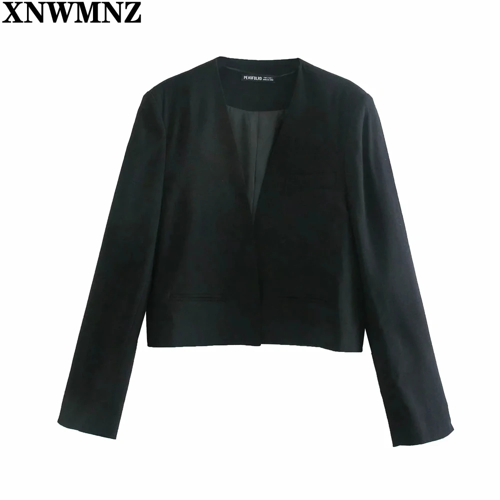 

XNWMNZ Za Fashion Women's spring Cropped blazer with vents Korean Loose Casual Women Blazers Jackets Work Wear Coat 2021 jacket