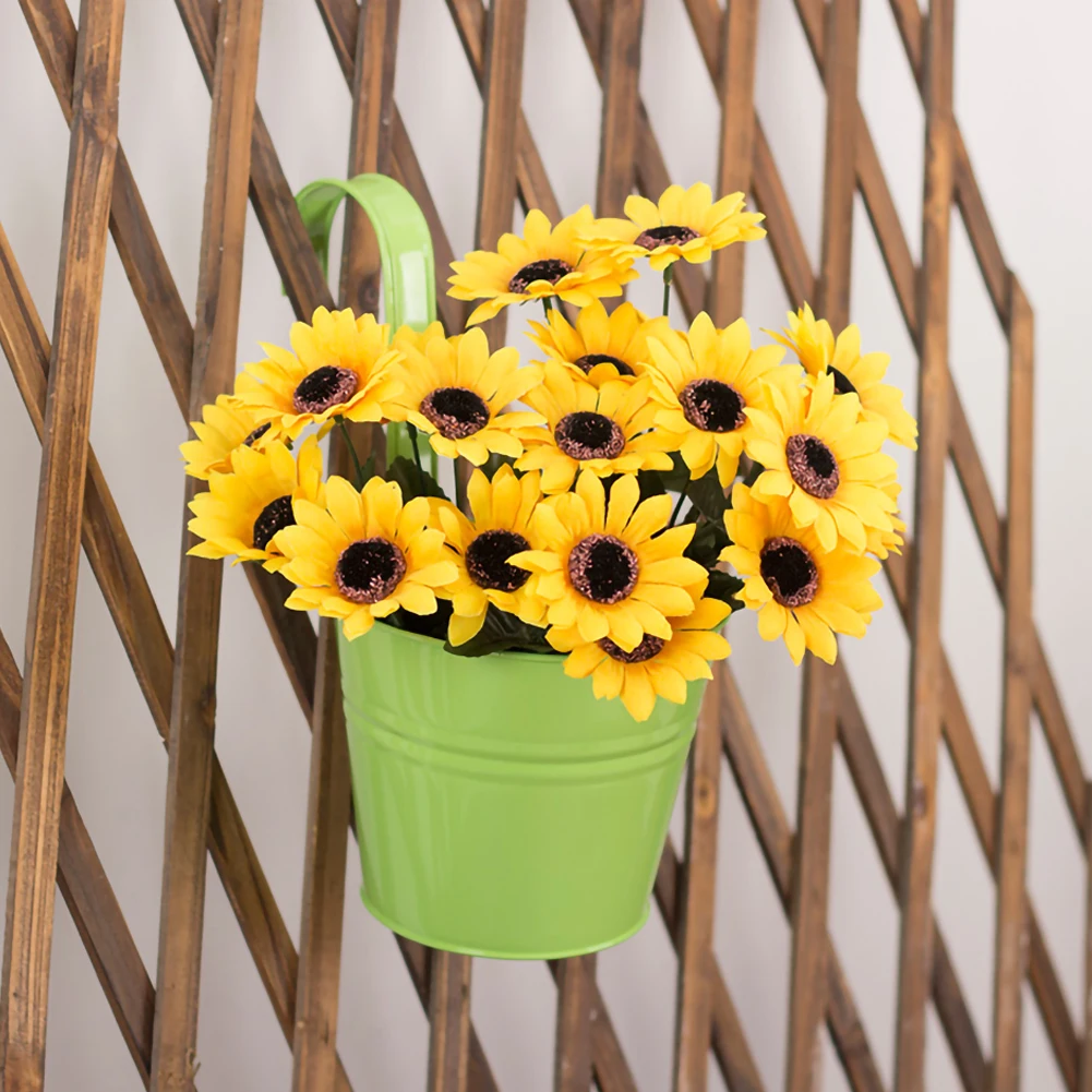 

10pc Metal Flower Hanging Flower Pot Hook Wall Removable Candy Color Iron Bucket Tin Garden Balcony Hanging Succulent Basket