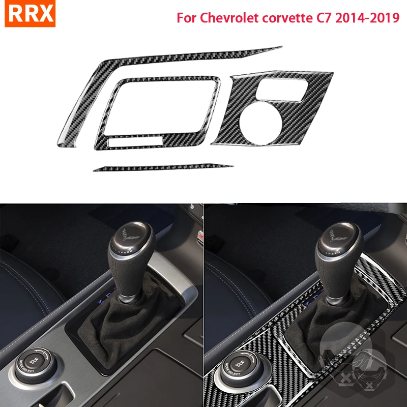 

For Chevrolet Corvette C7 2014-2019 Gear Shift Panel Multimedia Buttons Frame Carbon Fiber 3D Sticker Interior Car Accessories
