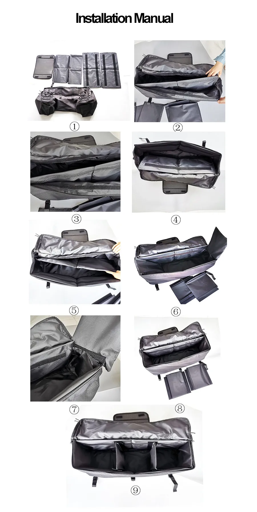 

Black ATV UTV Rear Bag Seat Bottom Back Rack Storage Pack Off Road Pouch
