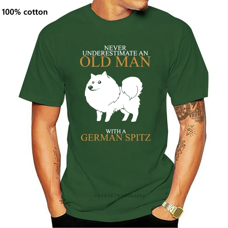 

Classical Never underestimate an old man GERMAN SPITZ tee shirt for adult and girl Unique female t-shirts cotton Interesting