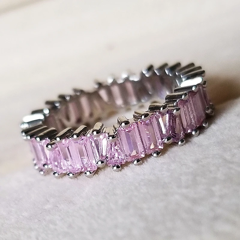 2021 Новое роскошное розовое золото серебряный цвет принцесса Вечность кольцо для