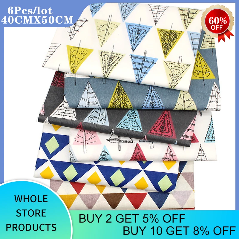 6 шт./лот 40 см x 50 серия Jungle Print саржевая хлопчатобумажная ткань с принтом Лоскутная