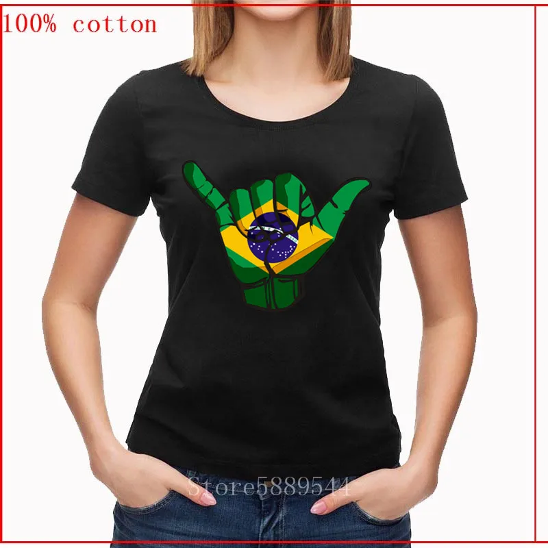 Хипстерские футболки Shaka Sign с флагом Бразилии женская футболка коротким рукавом
