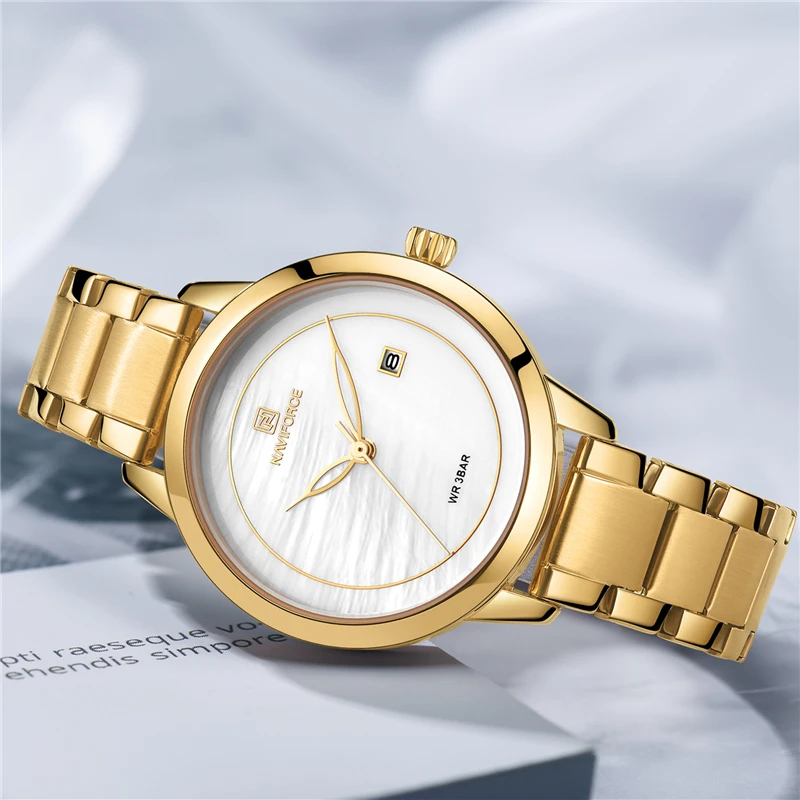 Часы наручные NAVIFORCE женские из нержавеющей стали модные водонепроницаемые