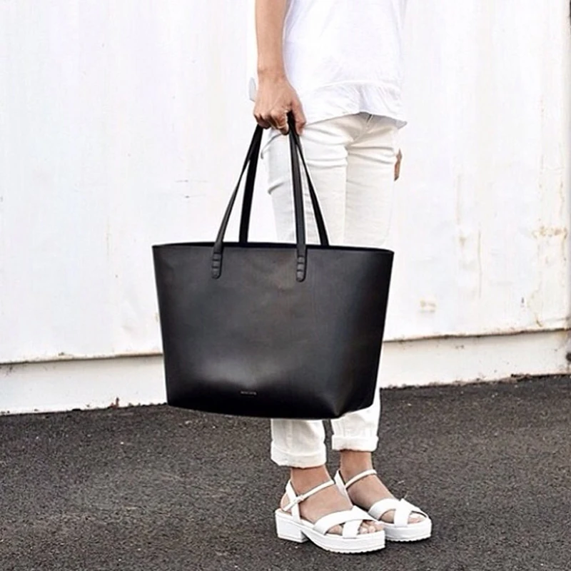 MANSURSTUDIOS женская кожаная сумка-тоут Mansur Женская пляжная сумка из натуральной кожи