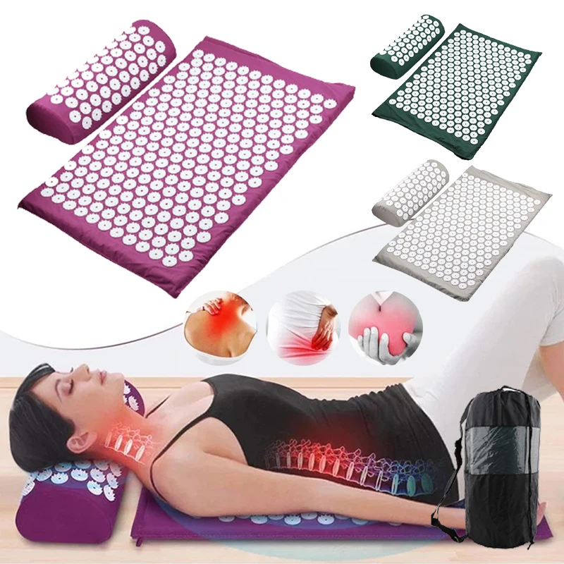 

Acupressure Mat Head Neck Back Foot Massage Cushion Pillow Yoga Spike Mat Anti-stress Acupuncture pad Needle Massager