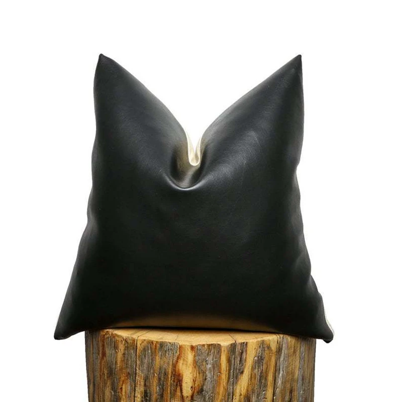 

PU Leather Pillowcase Solid Color Black Brown Decorative Cushion Cover For Home Sofa Bed Car Seat Waterproof Throw Pillows Case