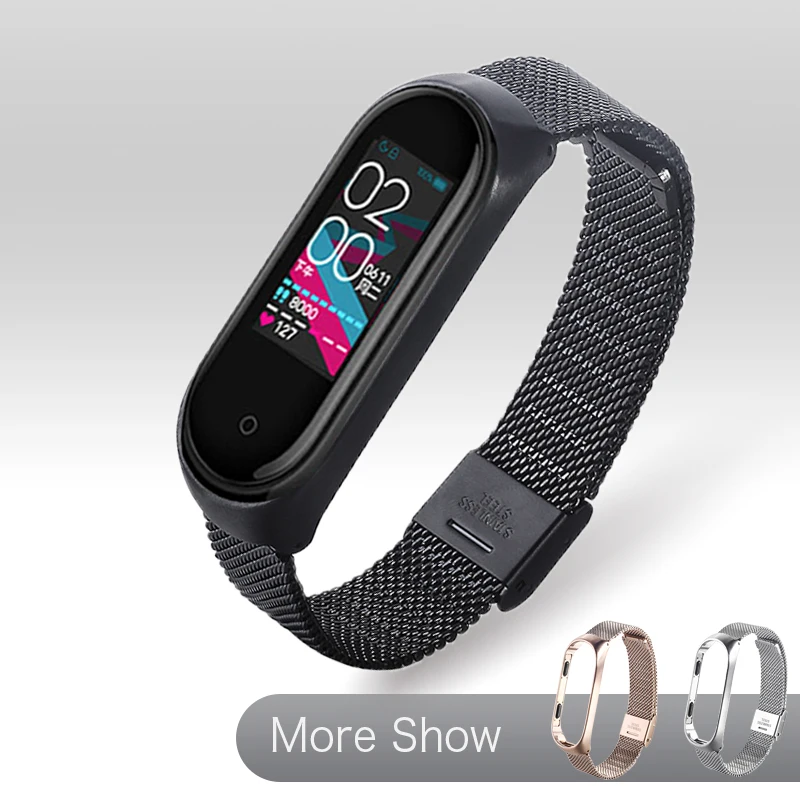 Mi Band 5 4 3 ремешок для часов Xiaomi MIband 3/4/5 наручных Миланский смарт браслет