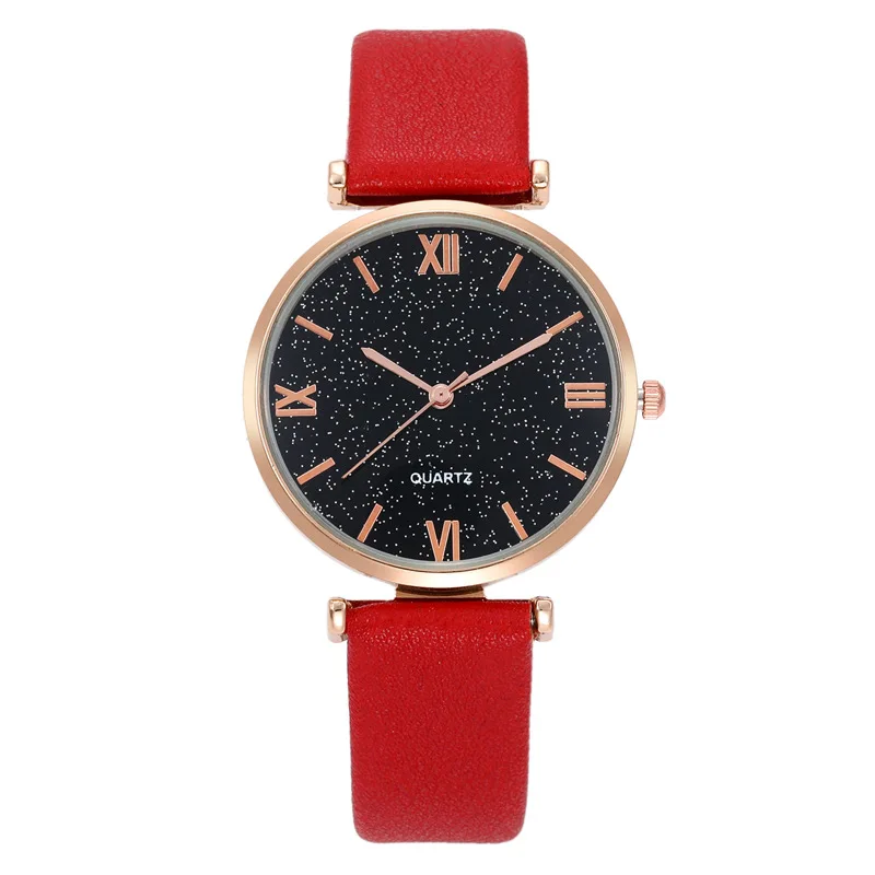

100pcs / lot fashionable and creative star sky Roman PU belt women's watch hot selling multi color quartz watch