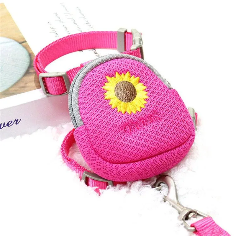 

No Pull Colorful Adjustable Pet Backpack Harness Leash Small Dog Cat Nylon Traction Rope School Bags Puppy Supplies Shitzu Pug