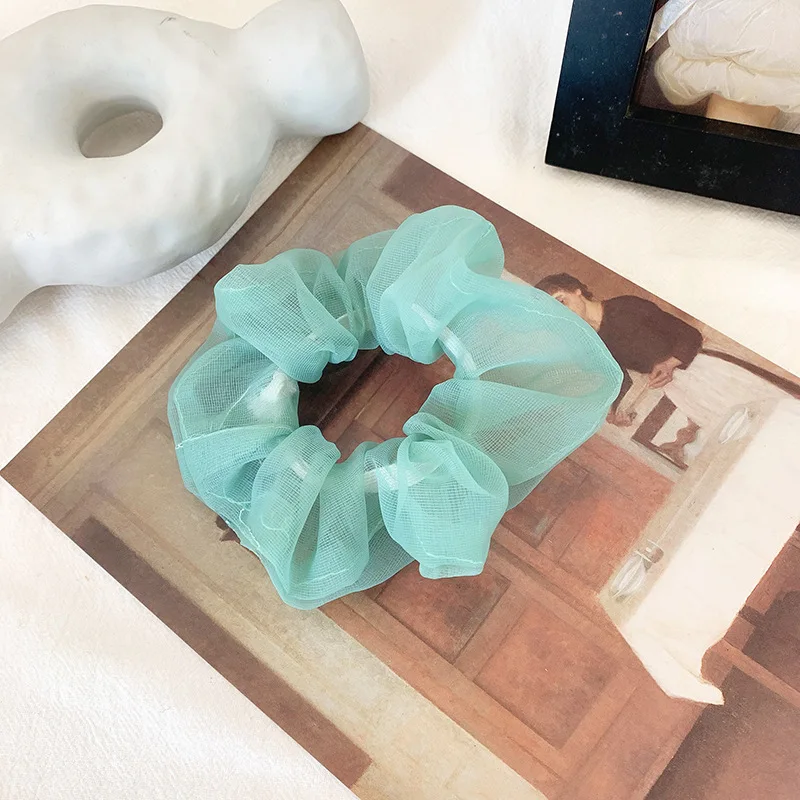 

Hairlyah Girls Solid Dot Hair Ties Hair Rope Elastic Ponytail Organza Scrunchie Holder Headwear Accessories Fashion Hairband