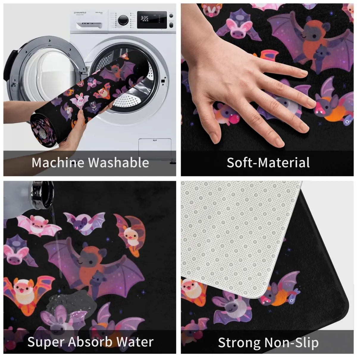 Коврик для ванной и кухни 40 х60 нескользящий из полиэстера