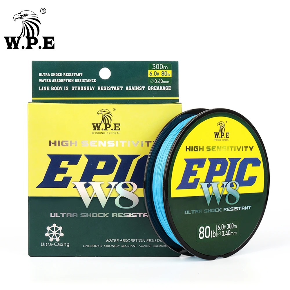 Плетеная рыболовная леска W.P.E EPIC из ПЭ 300 м W8 нитей ультрагладкая многонитевая 15 20