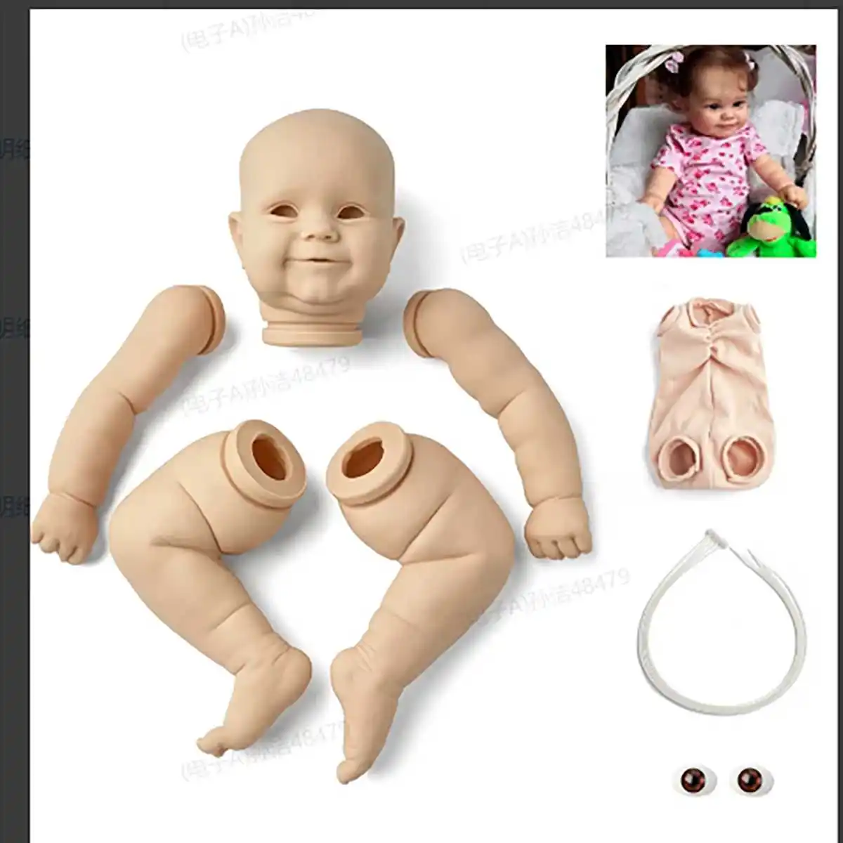

NEW 51CM Reborn Doll Maddie Blank Kit Realistic Newborn Fabric Body DIY Reborn Baby Parts Unpainted Kit