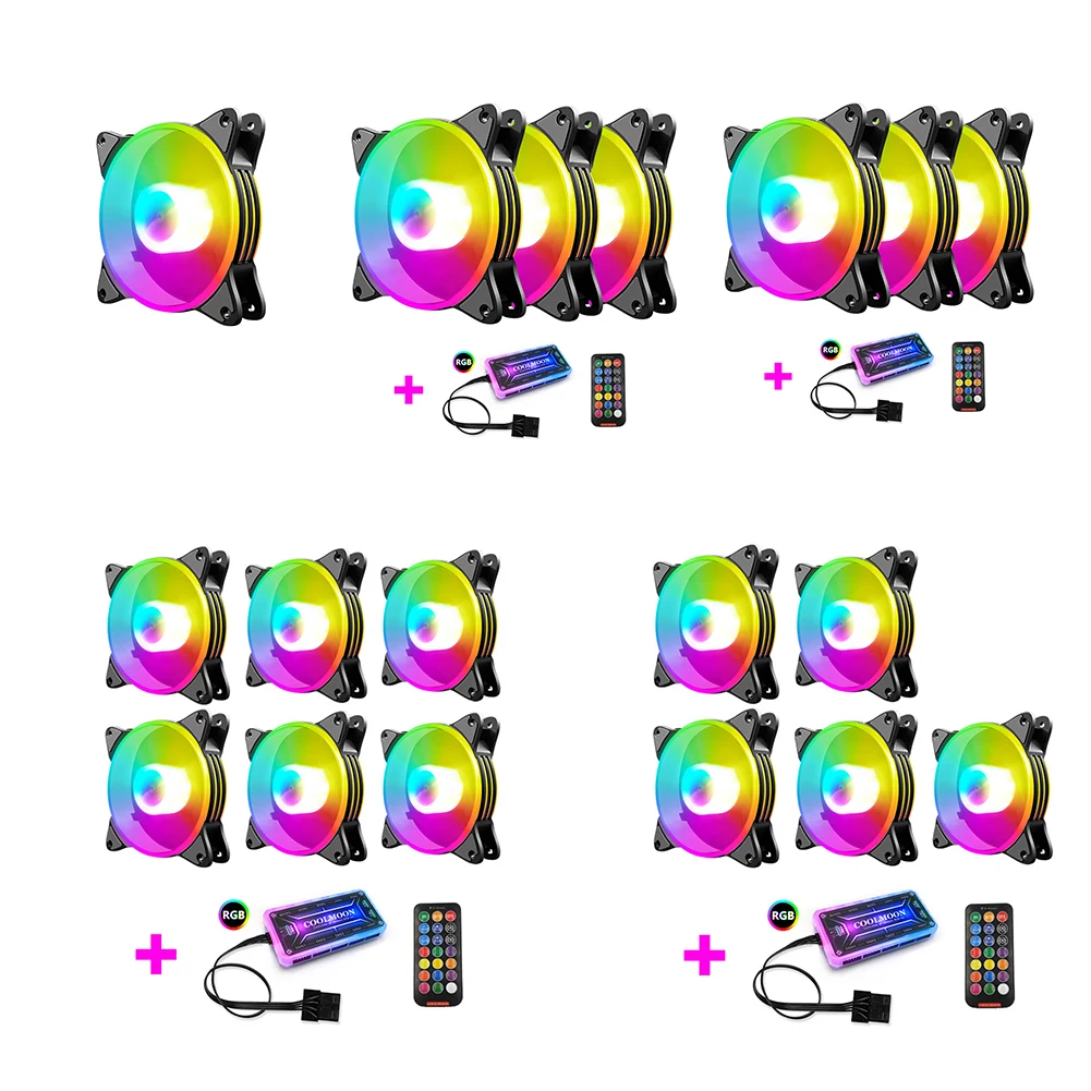 

COOLMOON 12 Cm Desktop Computer Case Cooling Fan Rgb Small 6-Pin Case Radiator With Desktop Computer Case Controller