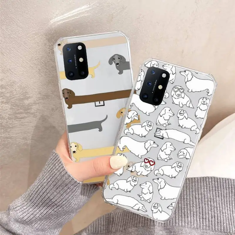 

Dachshund Bulldog animal Phone Case Transparent For OnePlus 9 8 7 7t 8t Oppo find X3 X2 reno5 Vivo X60 X50 Pro MeiZu 17 16XS
