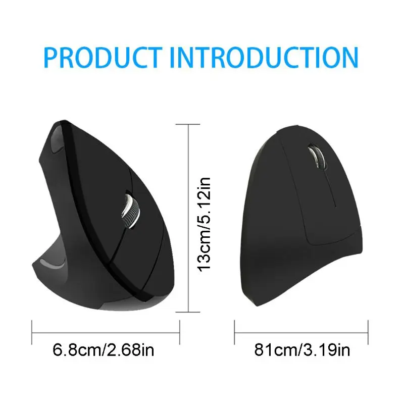 

Left-Handed Mouse Rechargeable Ergonomic Vertical Mice with USB Receiver for Laptop PC Desktop