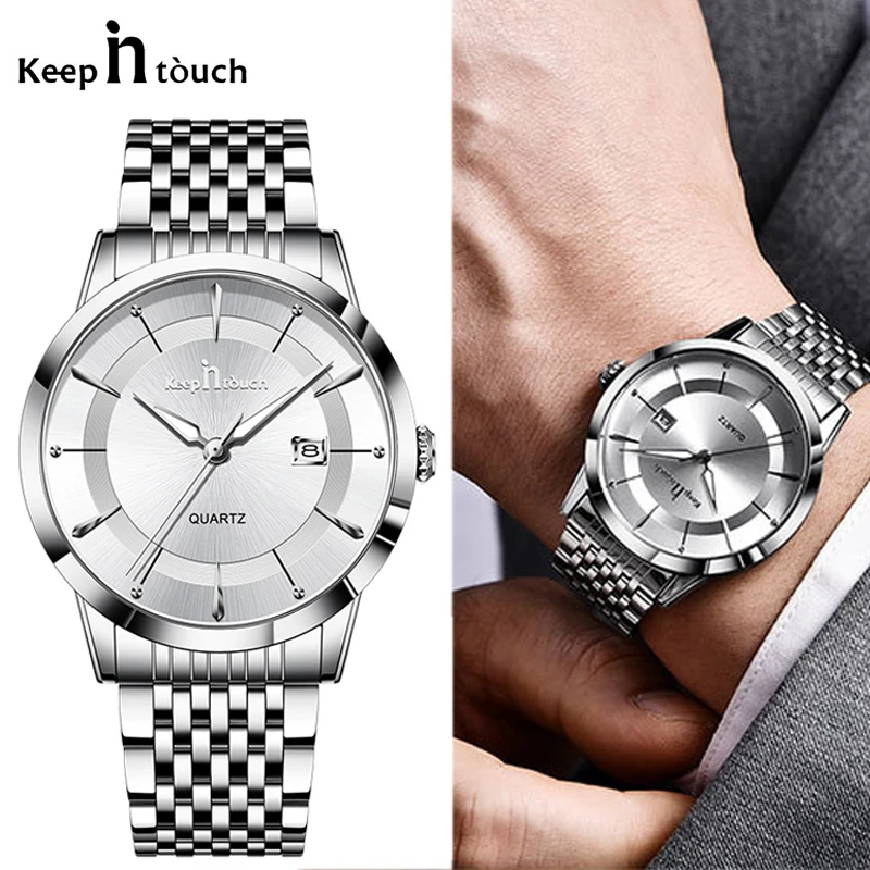 Watches Mens Luxury Steel Band Alloy Quartz Clock Male Business Watch Thin Chronograph Luminous Waterproof Analog Men Wristwatch
