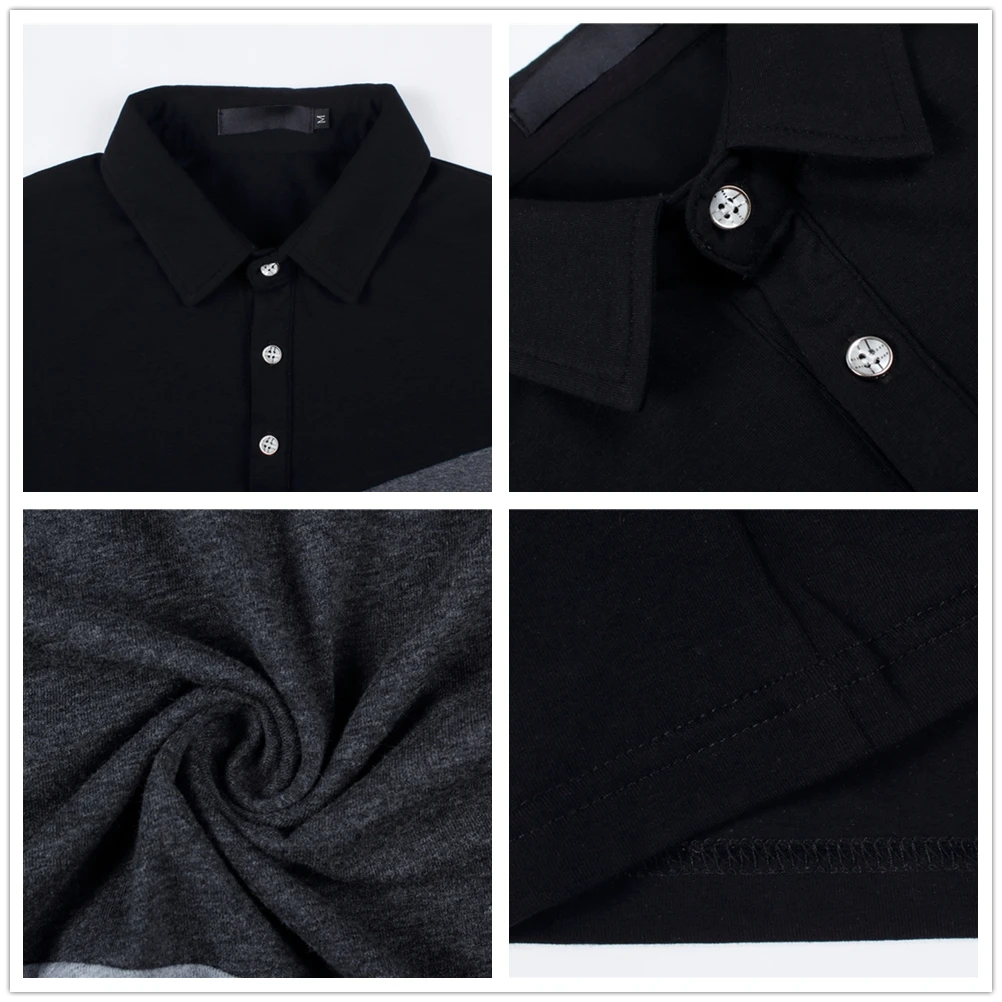 

BROWON Autumn Fashion Plus Size 5XL Mens T Shirt with Collar Color Patchwork t-shirt Long Sleeve Tshirt Men Clothes 2021