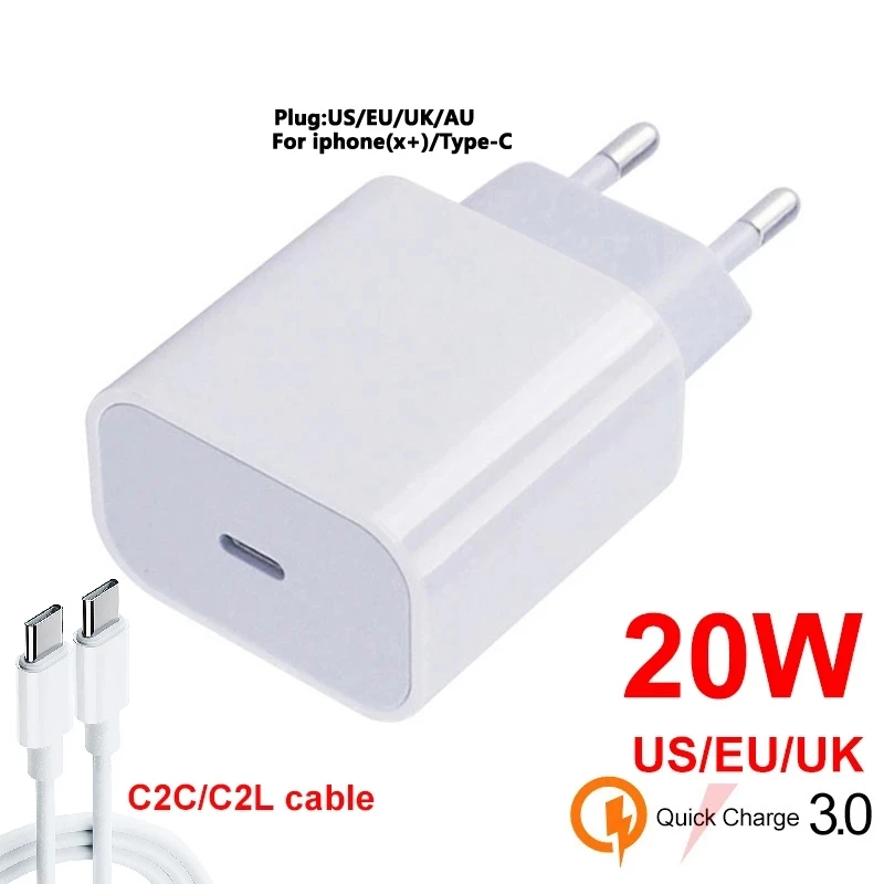 

Новое быстрое зарядное устройство PD QC3.0 20 Вт для Apple iPhone 12 11 Pro iPad mini Samsung S20 Ultra NOTE 20 10 USB адаптер для быстрой зарядки