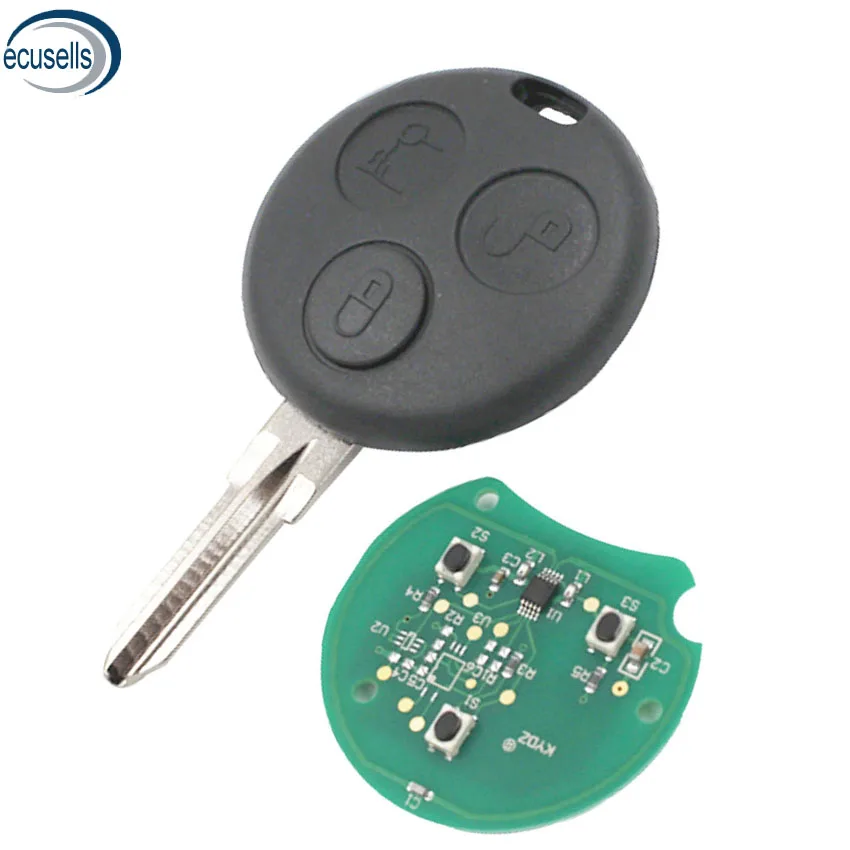 3 кнопки дистанционного ключа Fob 433/434 МГц для Benz Smart Fortwo Forfour Roadster City Coupe|Ключ от