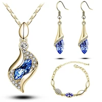 african beads gold silver color jewelry sets for women accessories wedding bridal pendant crystal necklace earrings ring set
