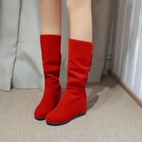 wedge heel flat classic snow boots warm plush lining large size cheap free shipping mid tube boots frosted flock women%e2%80%99s boots