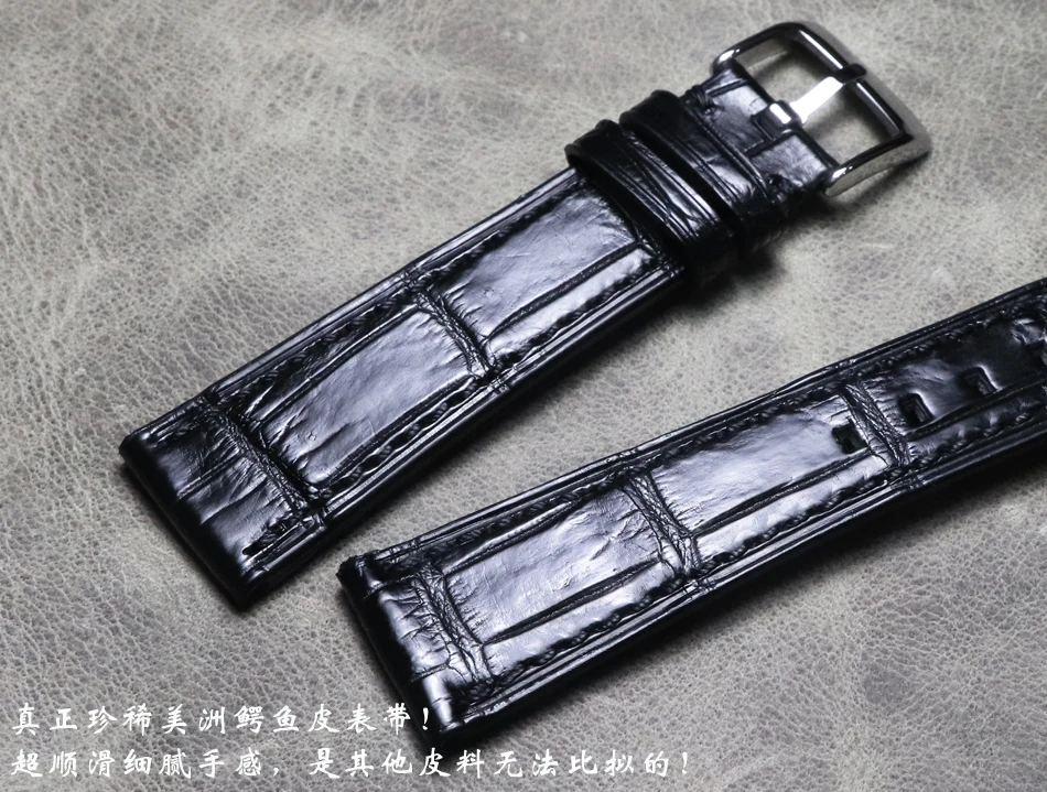 

19x16mm 20x16mm Crocodile Luxury Design Leather Watchbands Men Black Watch Band High-end alligator replacement Watch Belt Straps