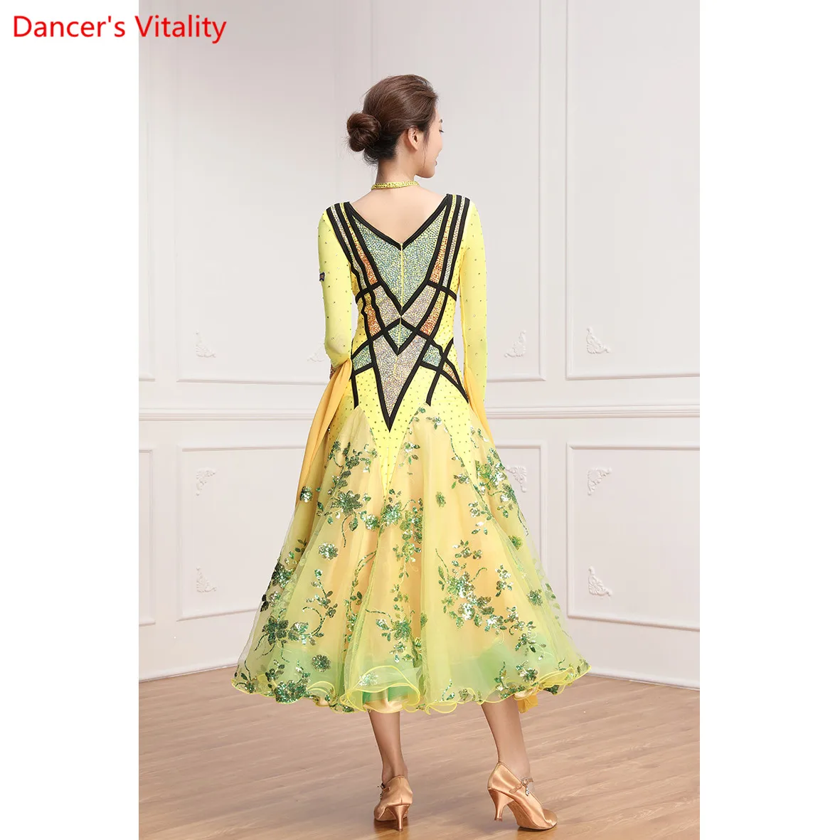 Modern Dance Racing Performance Costume High-end Sparkling Diamond Sequin Dress Waltz Ballroom National Standard Jazz Dance Wear