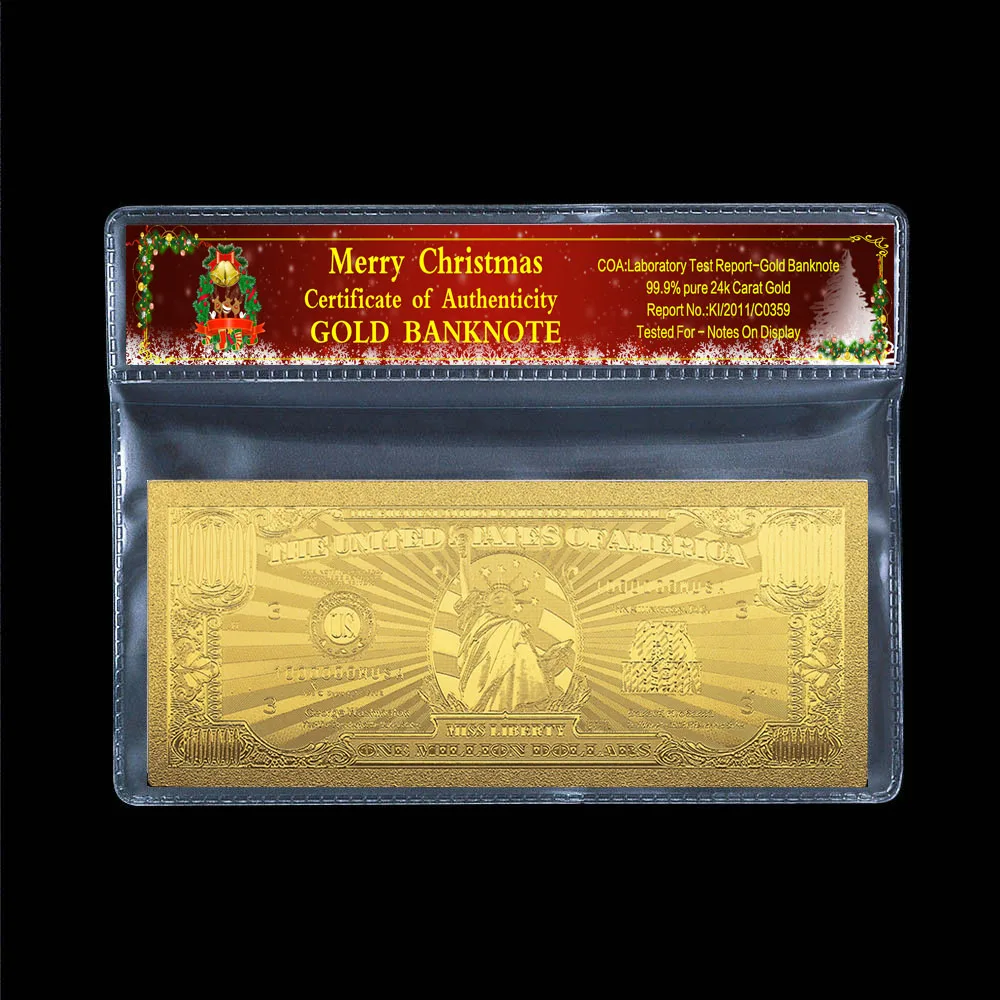Памятная монета в подарок 1 миллион долларов США старая банкнота 24k позолоченная