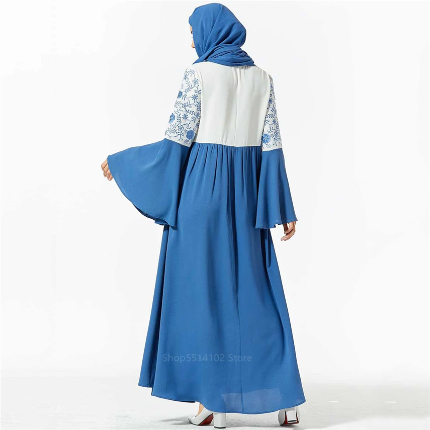

2021 New Women Muslim Islamic Clothing Hijab Dress Floral Embroidery Abaya Dubai Kaftan Marocain Pakistan Arabic Party Long Robe