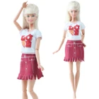 Шарнирное Кукольное платье для куклы Барби, аксессуары, Милая футболка, блузка, красная юбка, мини-платье, повседневная одежда, Детская кукла, игрушка
