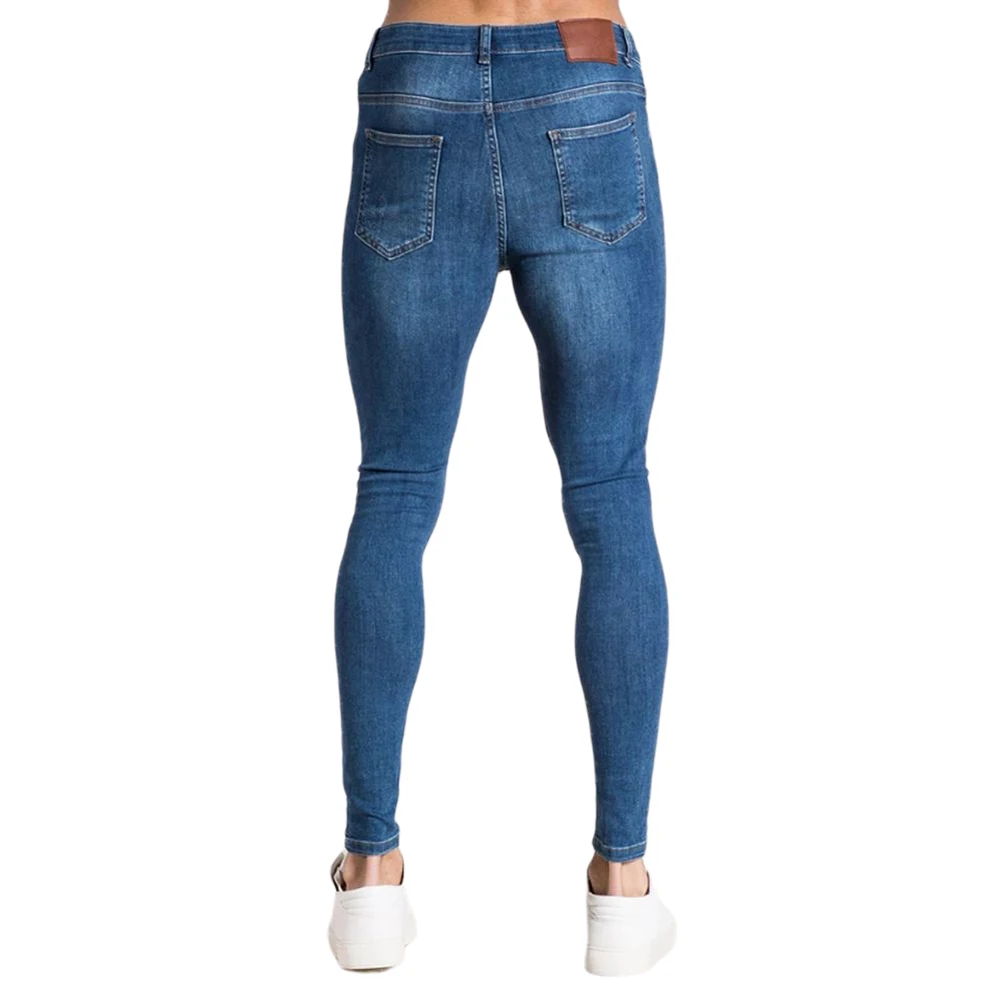 

Mens Solid Color Jeans 2020 New Fashion Slim Pencil Pants Sexy Casual Hole Ripped Design Streetwear