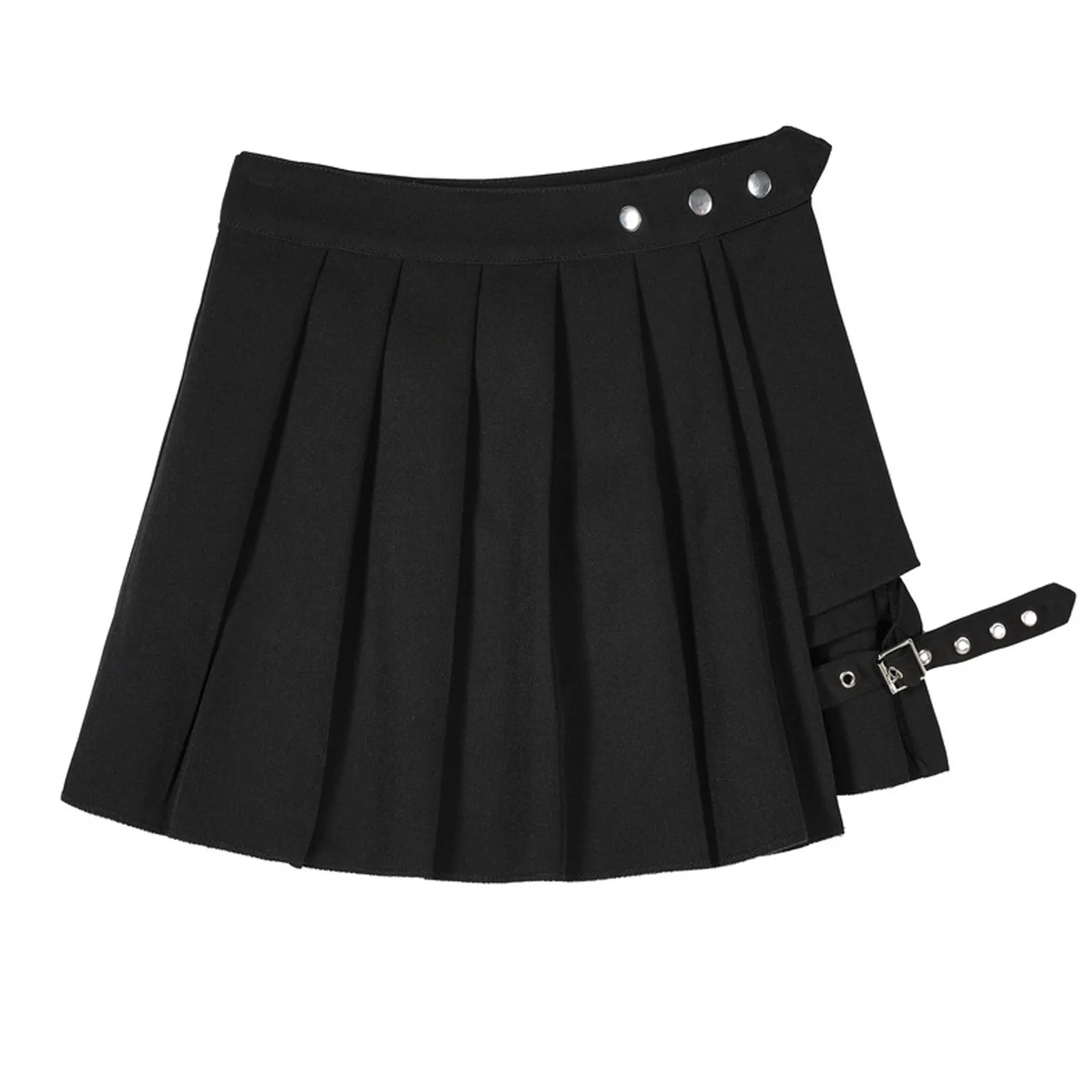 

Womail skirt woman skirts goth skirt harajuku skirt Women Fashion Casual Solid High Waist Ruffled Frenulum Zipper Short Skirt