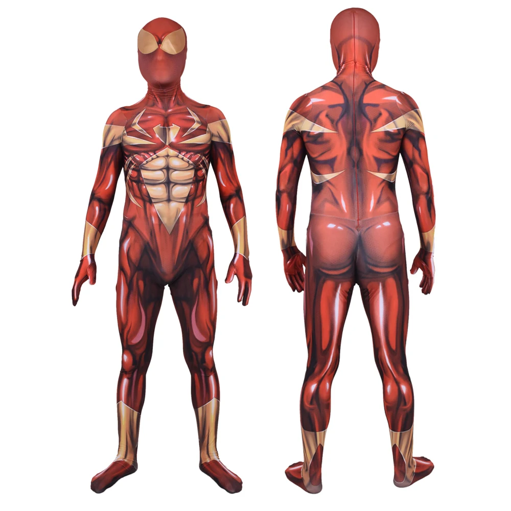 Золотистый костюм для косплея супергероя Зентаи на Хэллоуин с 3D принтом спандекс
