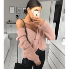 Осень 2020, женский свитер, популярный новый сексуальный стильный вязаный женский свитер с открытыми плечами и узлом, повседневный свободный женский модный свитер