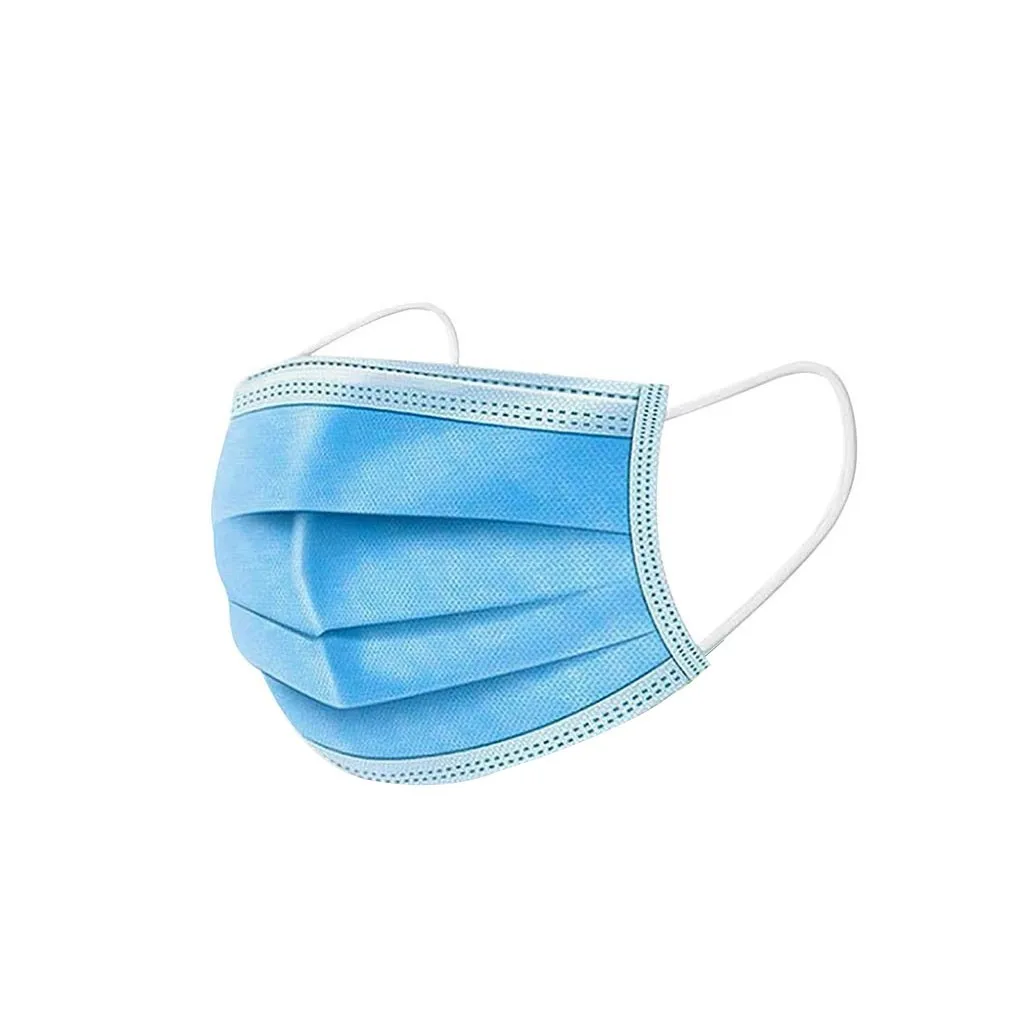 

50PC Blue Masks Disposable Face Mask Fashion Solid Color Masque Adults Unisex DustProof Mouth-muffle Breathable Mascarillas 7
