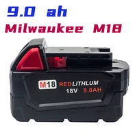 for milwaukee m18 9 0ah 48 11 1815 m18b2 l50 c180b hd18 c18dd 18v electric drill wrench lithium ion battery 9 0ah charger set